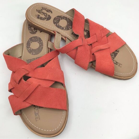 Sorel ELLA Orange Woven Suede Leather Slide Sandals - Picture 5 of 13